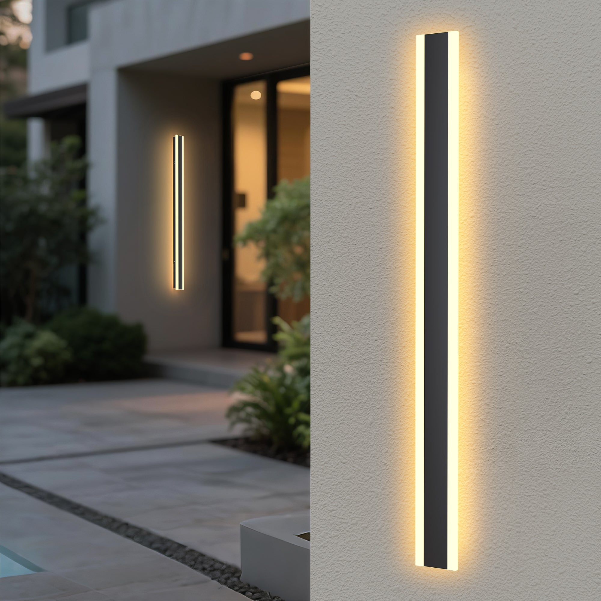 Jandcase 39.4in Outdoor LED Wall Light, IP67 Waterproof Linear Outdoor Wall Sconce, 3000K Warm Light 20W Exterior Wall Fixture 85-265V Black