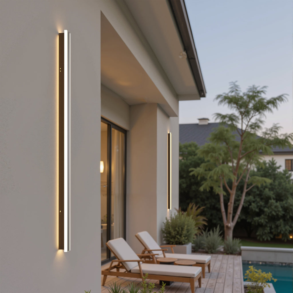 Jandcase 39.4in Outdoor LED Wall Light, IP67 Waterproof Linear Outdoor Wall Sconce, 3000K Warm Light 20W Exterior Wall Fixture 85-265V Black
