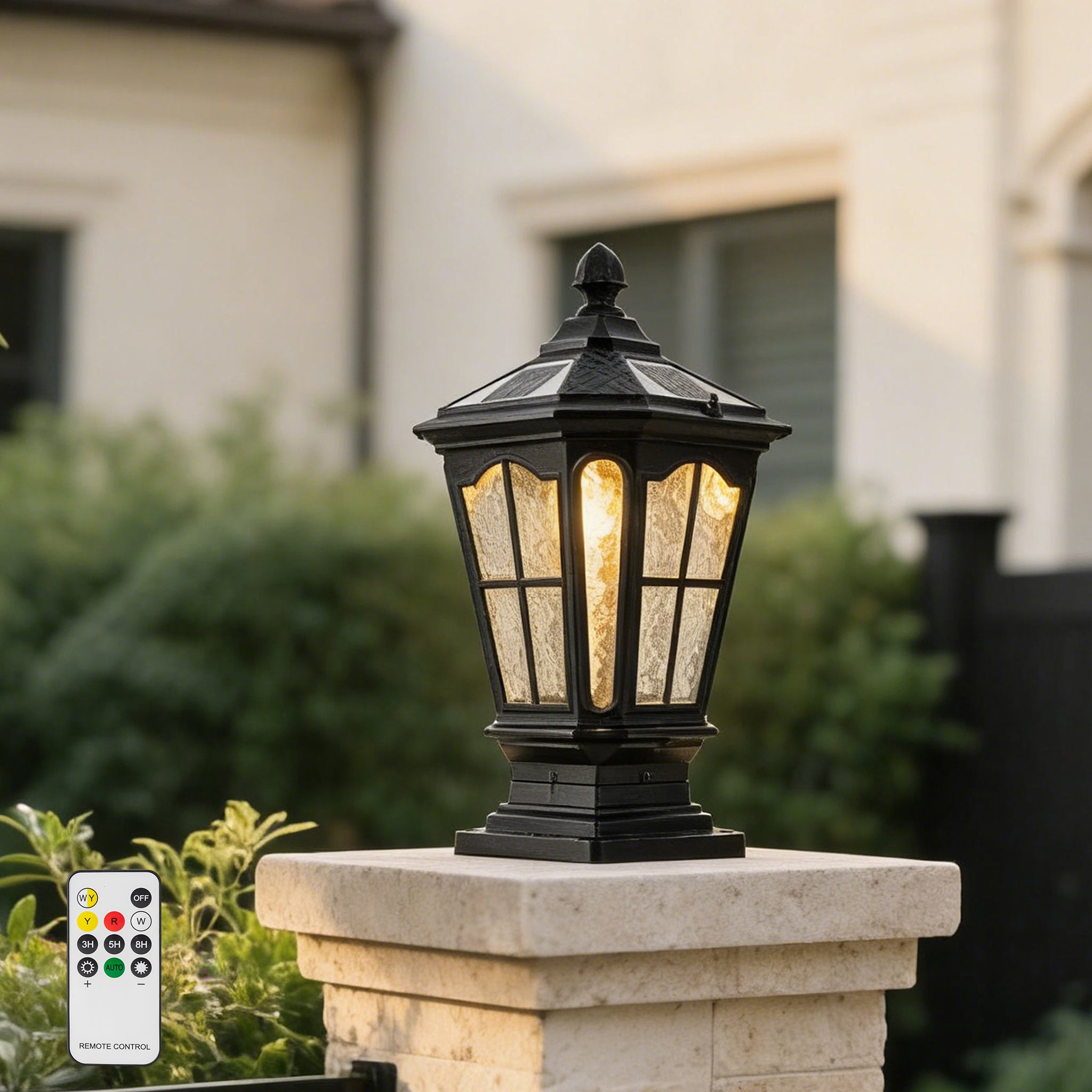 16.5 in. Matte Black Outdoor Post Lantern Waterproof Aluminum Exterior Pillar Light with LED Bulb for Patio Driveway Garden Porch