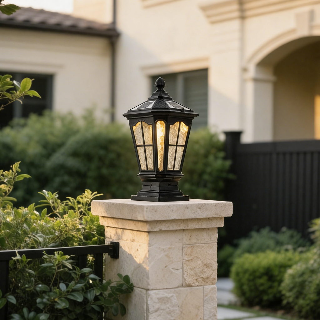 16.5 in. Matte Black Outdoor Post Lantern Waterproof Aluminum Exterior Pillar Light with LED Bulb for Patio Driveway Garden Porch