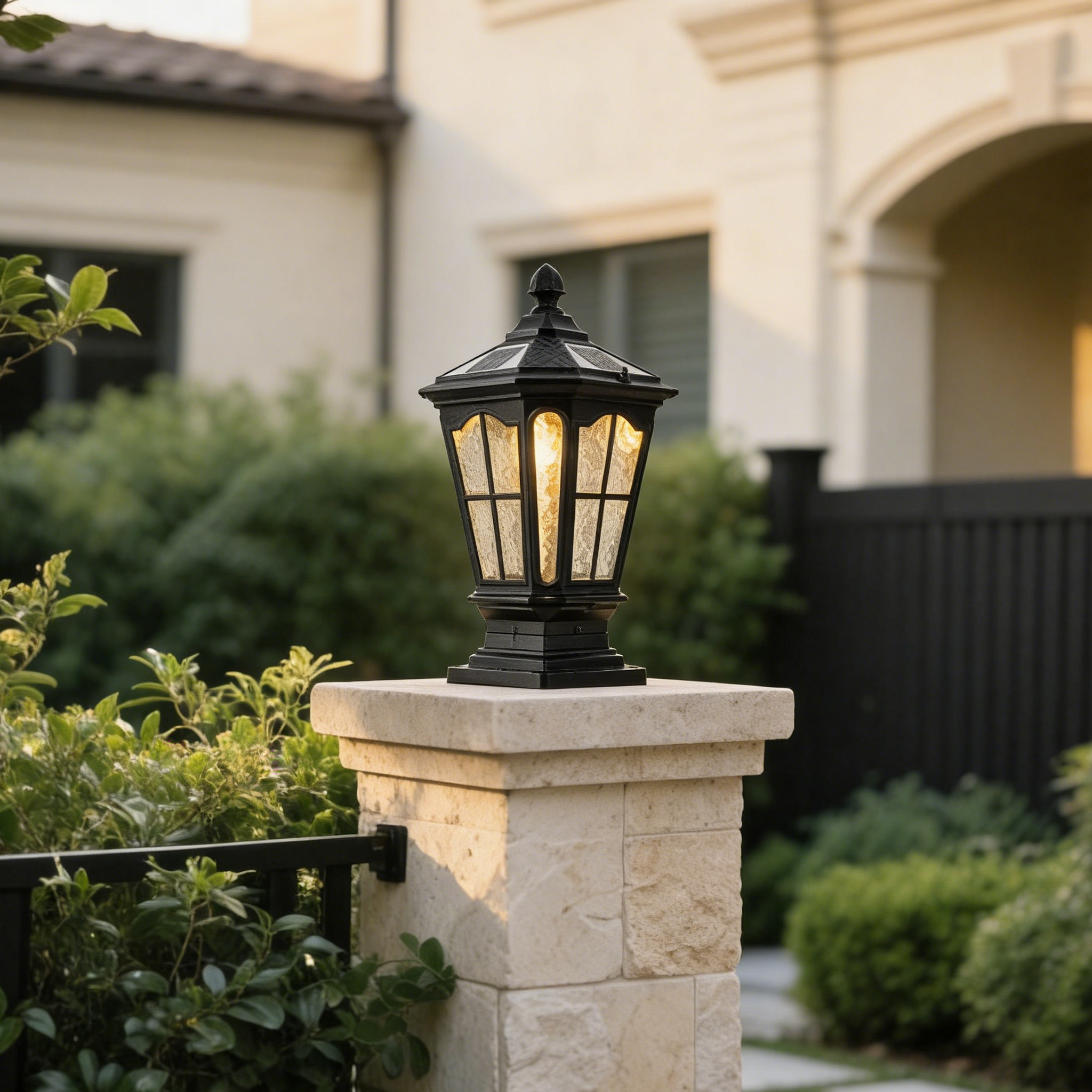 16.5 in. Matte Black Outdoor Post Lantern Waterproof Aluminum Exterior Pillar Light with LED Bulb for Patio Driveway Garden Porch