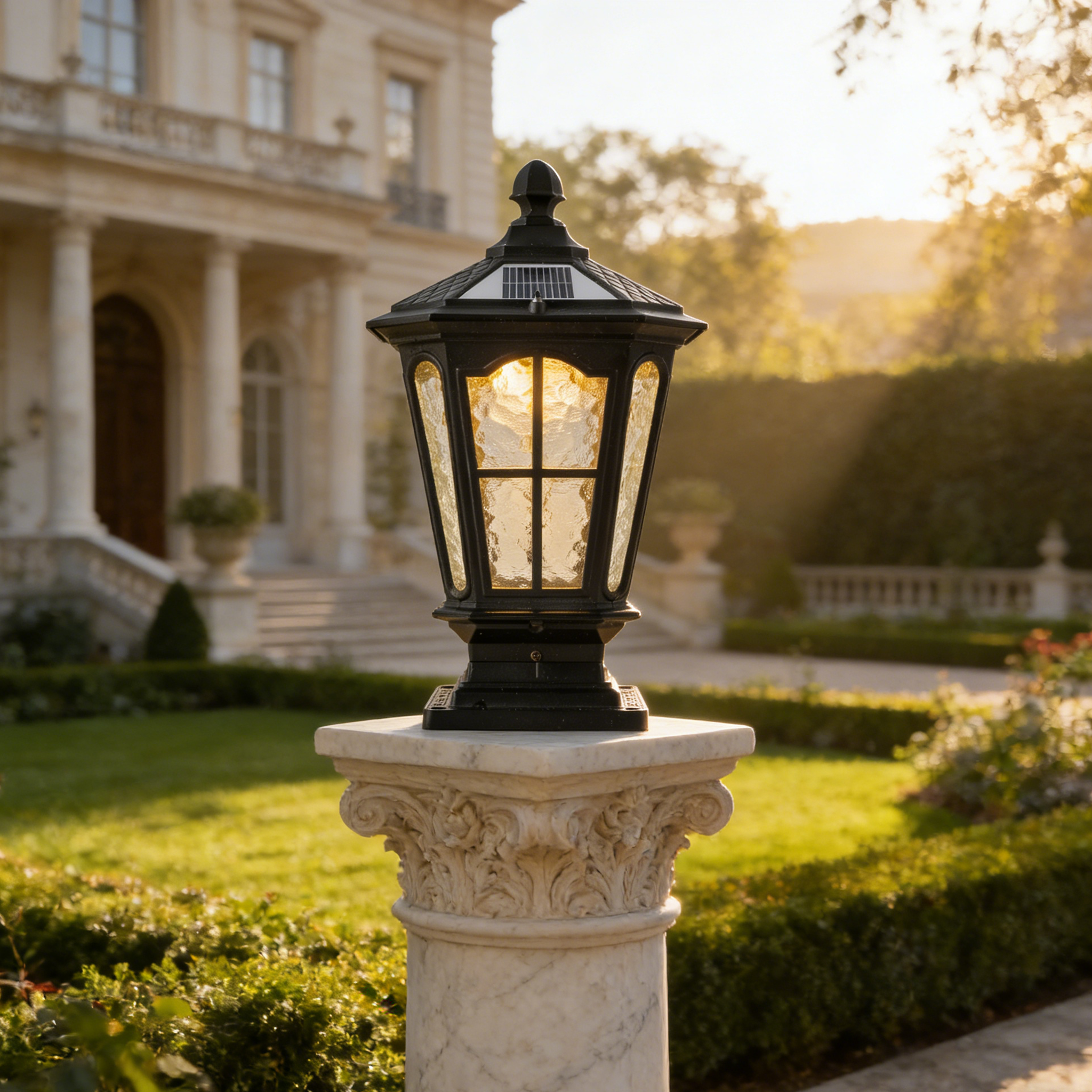 16.5 in. Matte Black Outdoor Post Lantern Waterproof Aluminum Exterior Pillar Light with LED Bulb for Patio Driveway Garden Porch