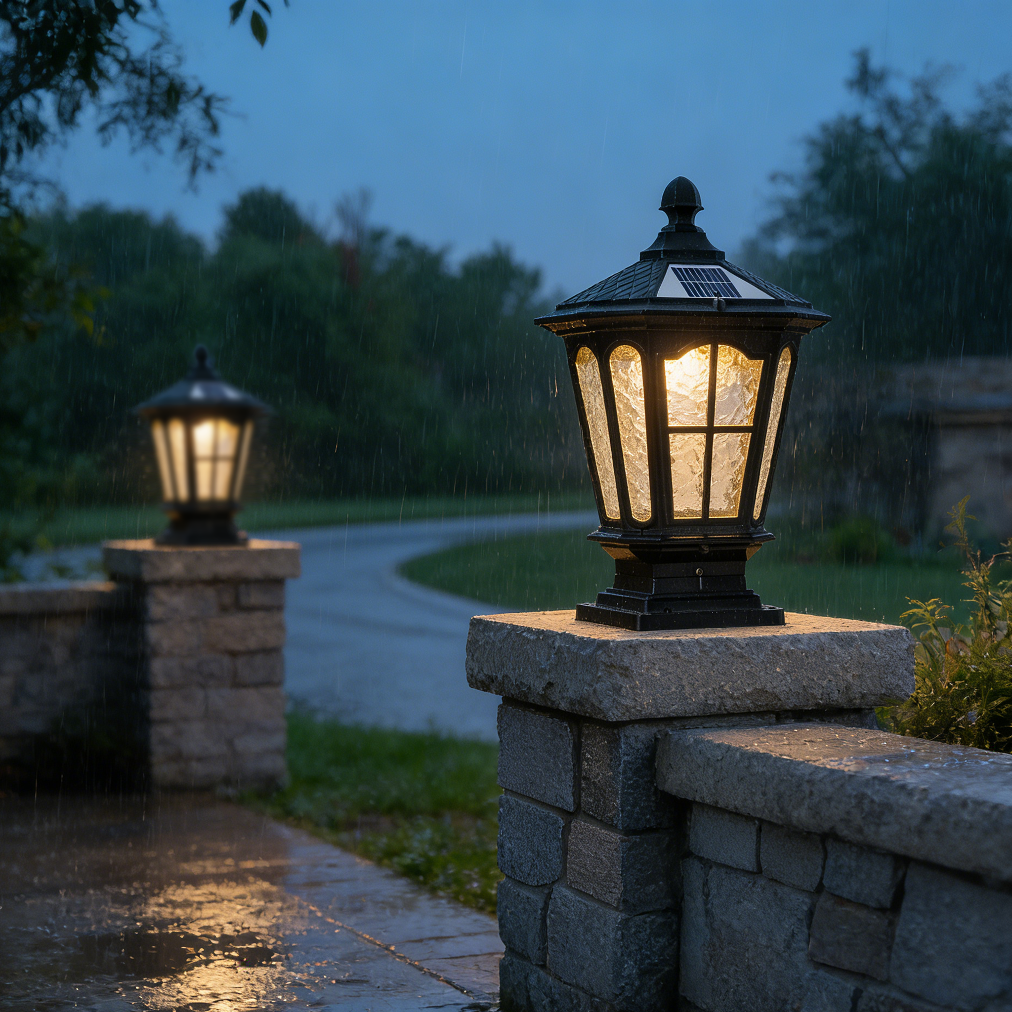 16.5 in. Matte Black Outdoor Post Lantern Waterproof Aluminum Exterior Pillar Light with LED Bulb for Patio Driveway Garden Porch