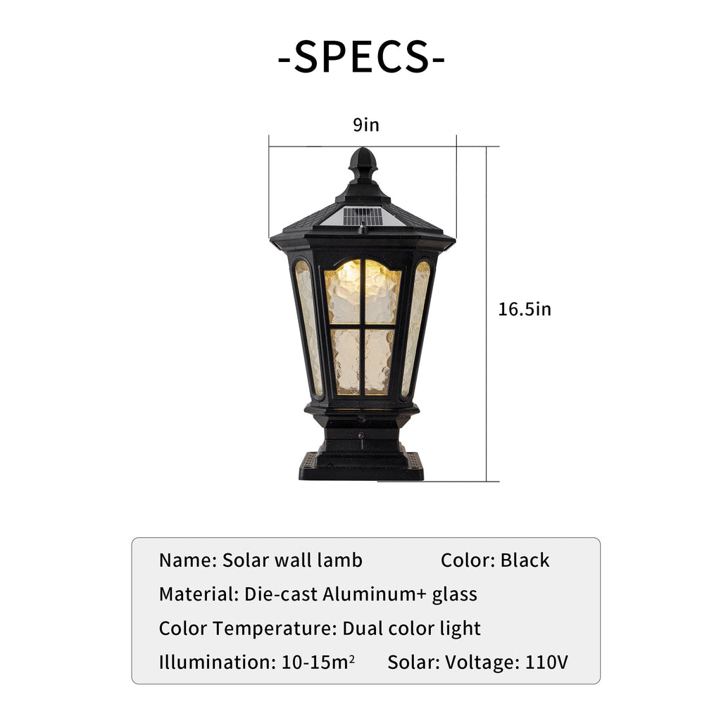 16.5 in. Matte Black Outdoor Post Lantern Waterproof Aluminum Exterior Pillar Light with LED Bulb for Patio Driveway Garden Porch