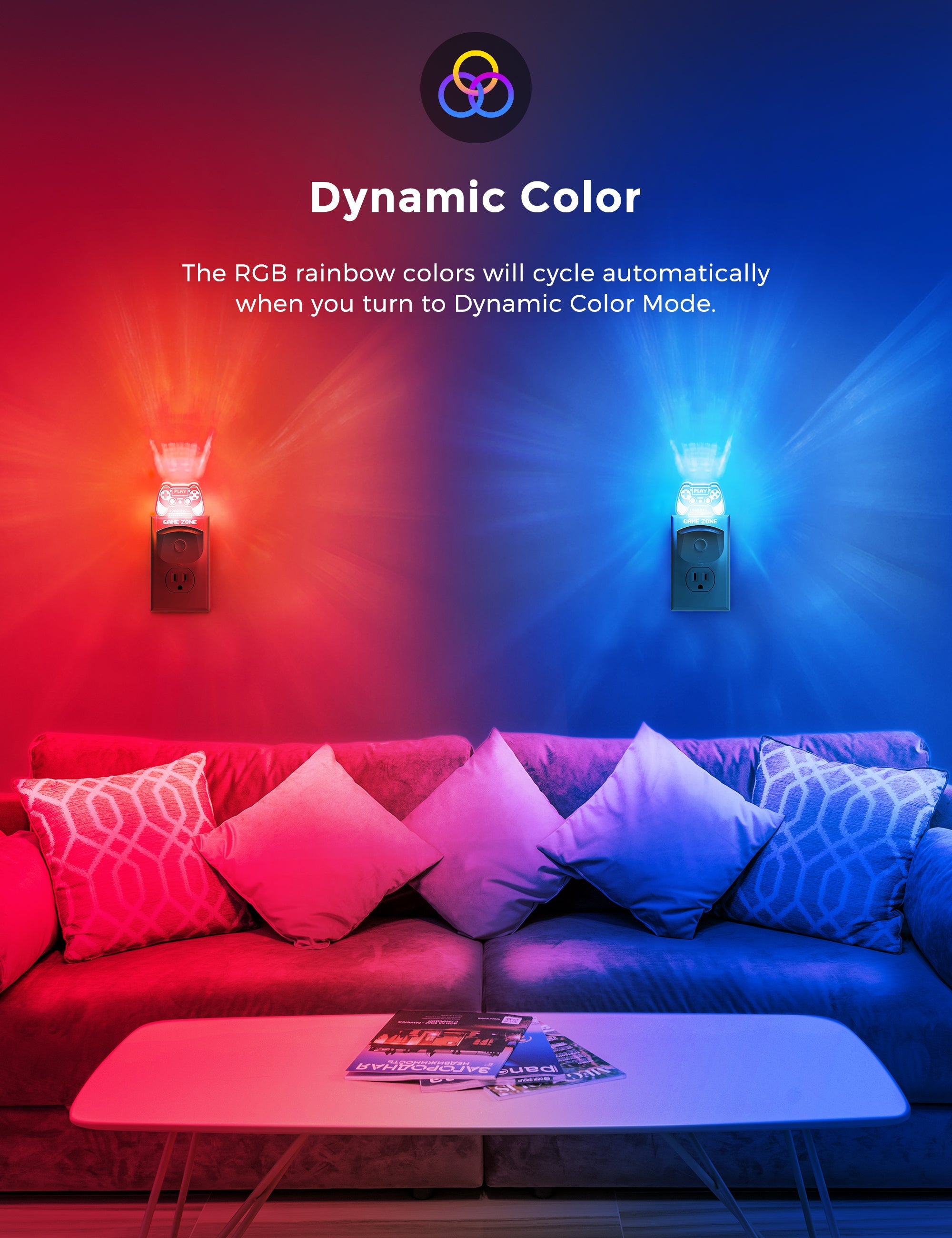 Jandcase 1-Pack 0.5W Plug-in Night Light with Light Sensor, RGB & 3000K Warm Light, Color Changing, Memory Function, White Acrylic, US Plug