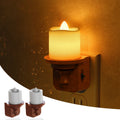 Jandcase 2-Pack 1W Plug-in Night Light with Amber 1600K, Dusk to Dawn Sensor, Slide Dimmer, Wood Grain Finish