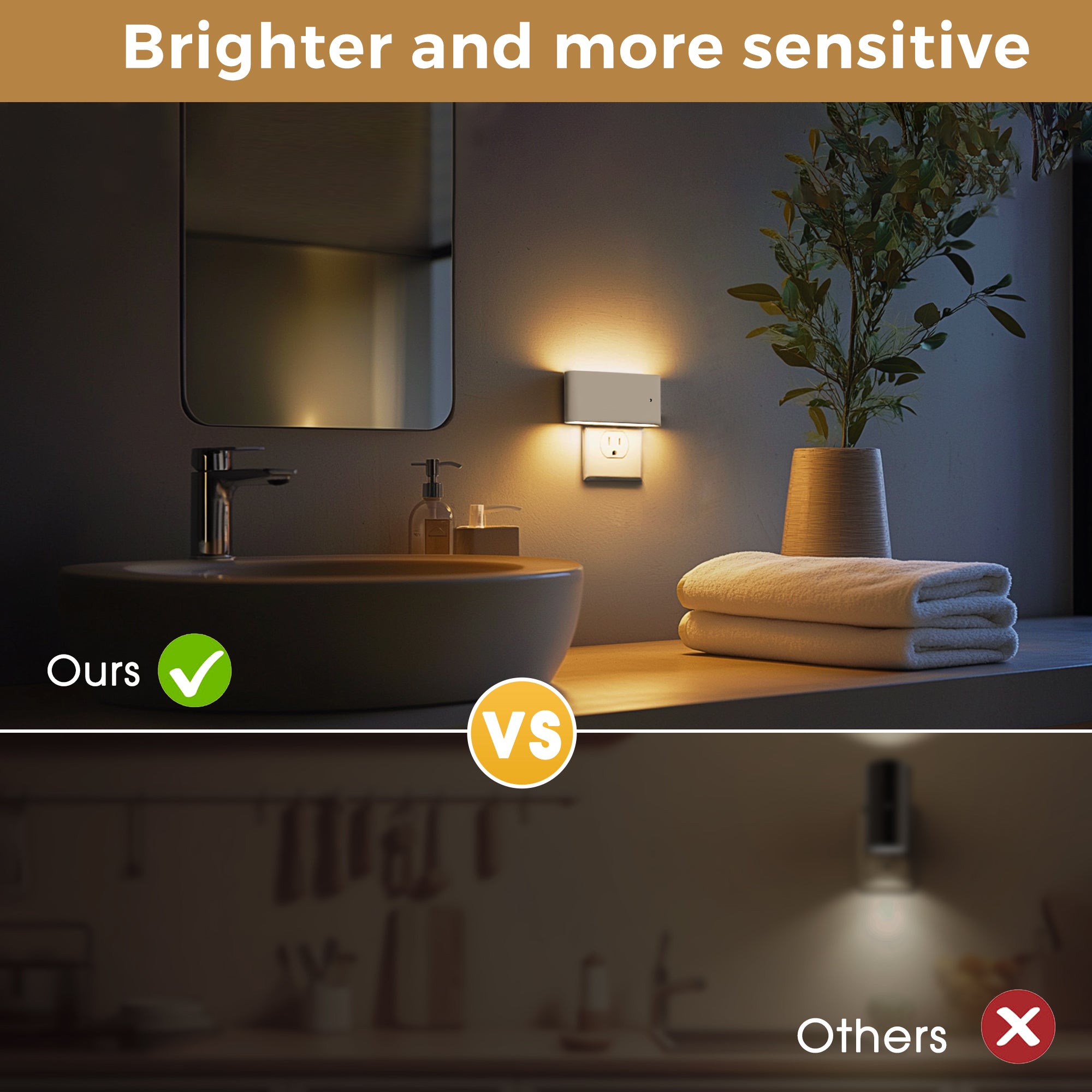 Jandcase 2-Pack 1W Plug-in Wall Night Lights, White Horizontal, Warm White 3000K, Up & Down Lighting, Dimmable