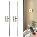 Jandcase 2-Pack LED Indoor Wall Sconce Brushed Nickel Linear Wall Light Remote Control Dimmable 3000K Warm White Modern Fixture