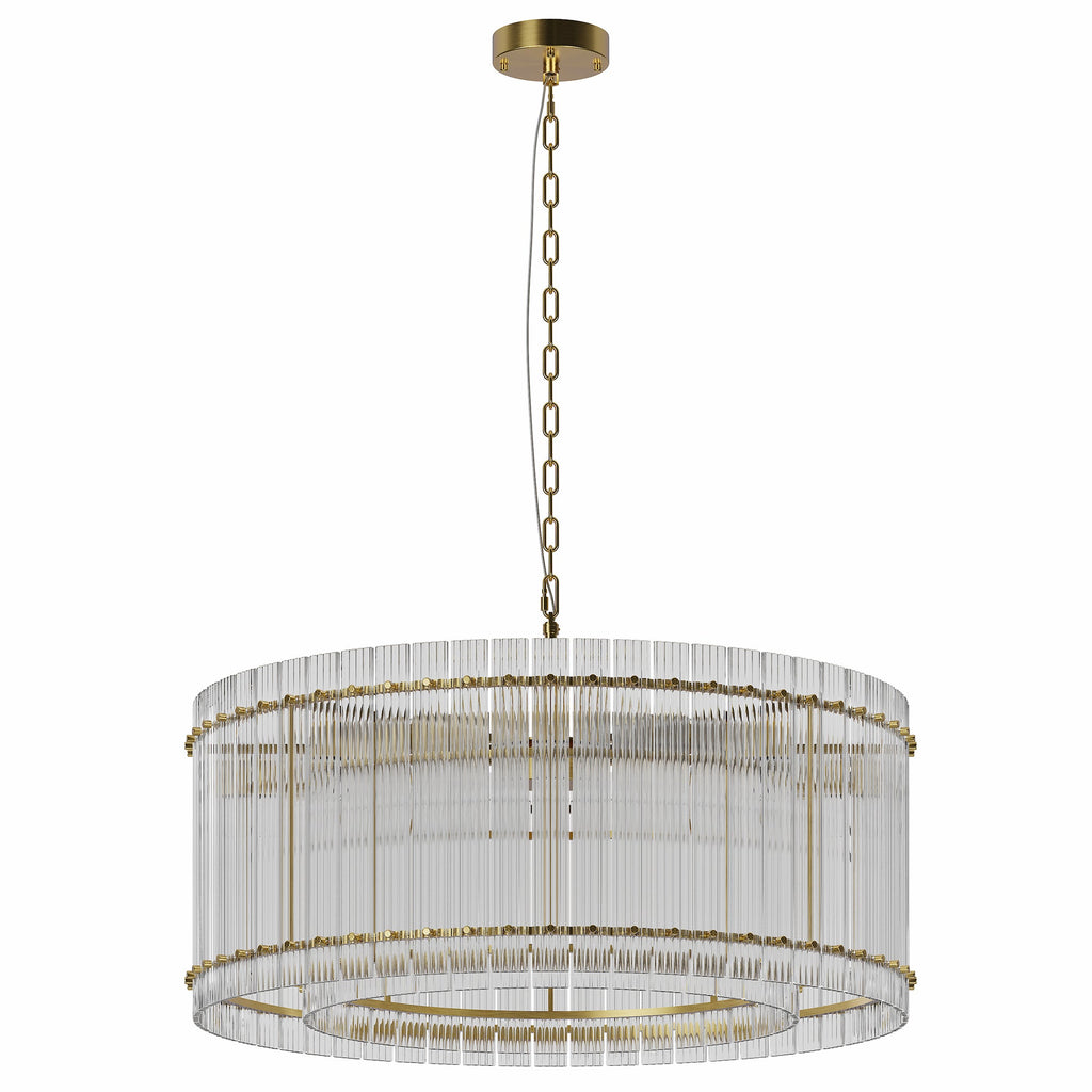 Jandcase 37in. Gold 2-Tier 8-Light Water Ripple Crystal Chandelier Modern Ceiling Light for Dining Room Living Room Bedroom Foyer High Ceiling