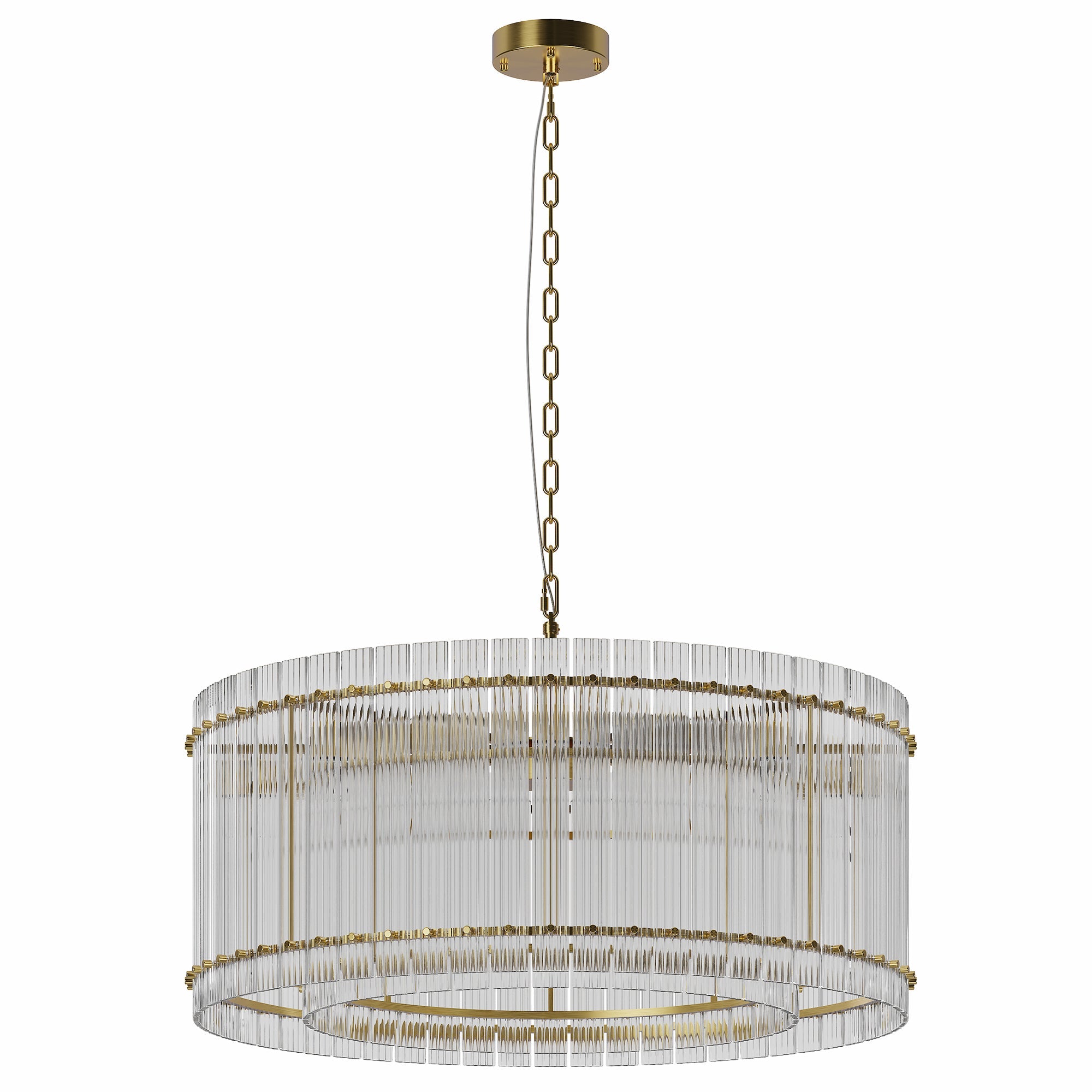 Jandcase 37in. Gold 2-Tier 8-Light Water Ripple Crystal Chandelier Modern Ceiling Light for Dining Room Living Room Bedroom Foyer High Ceiling
