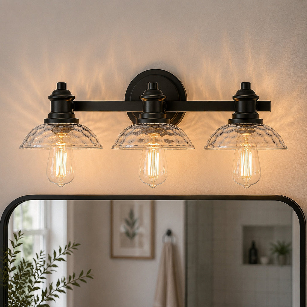 Jandcase 3-Light Black Bathroom Vanity Light Fixture Modern Wall Sconce E26 Mirror Lighting