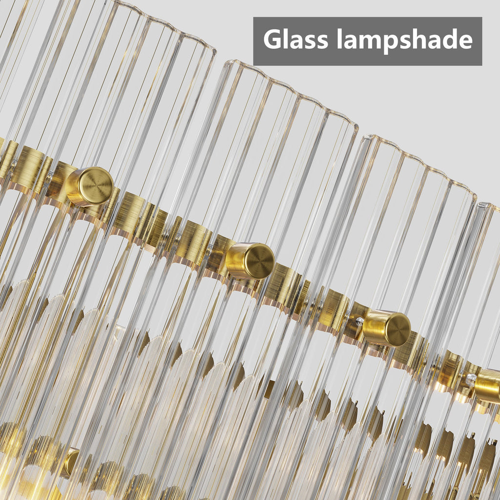 Jandcase 37in. Gold 2-Tier 8-Light Water Ripple Crystal Chandelier Modern Ceiling Light for Dining Room Living Room Bedroom Foyer High Ceiling