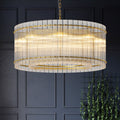 Jandcase 37in. Gold 2-Tier 8-Light Water Ripple Crystal Chandelier Modern Ceiling Light for Dining Room Living Room Bedroom Foyer High Ceiling