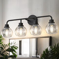 Jandcase 4-Light Black Vanity Light Fixture with Clear Globe Glass Shades Modern Bathroom Wall Sconce E26