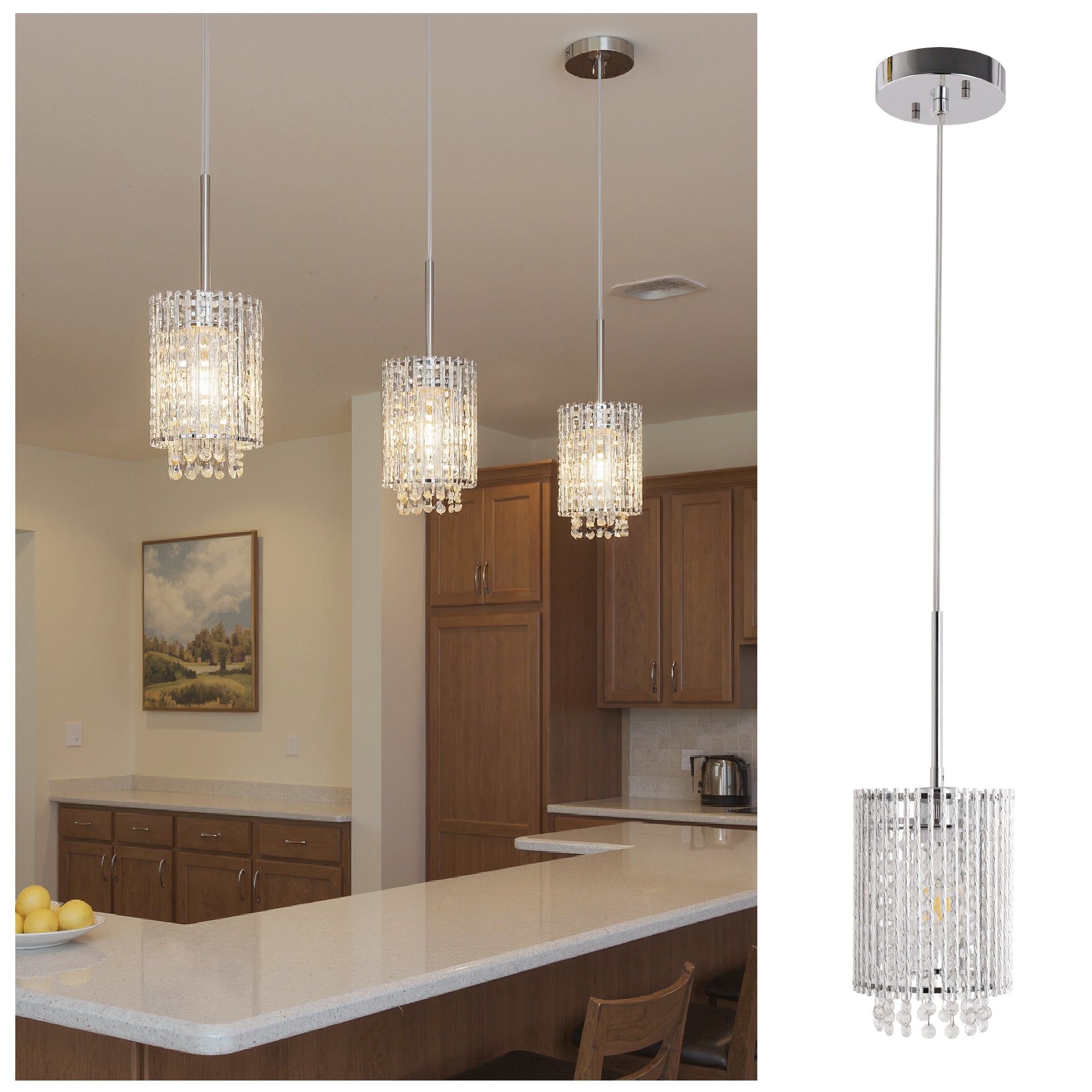 Jandcase Modern 3-Light Pendant Lighting Set, White Chrome Twisted Cylinder Aluminum Ceiling Lights 6.3in, E26 Base Indoor Kitchen Island Hanging Fixture 110-120V