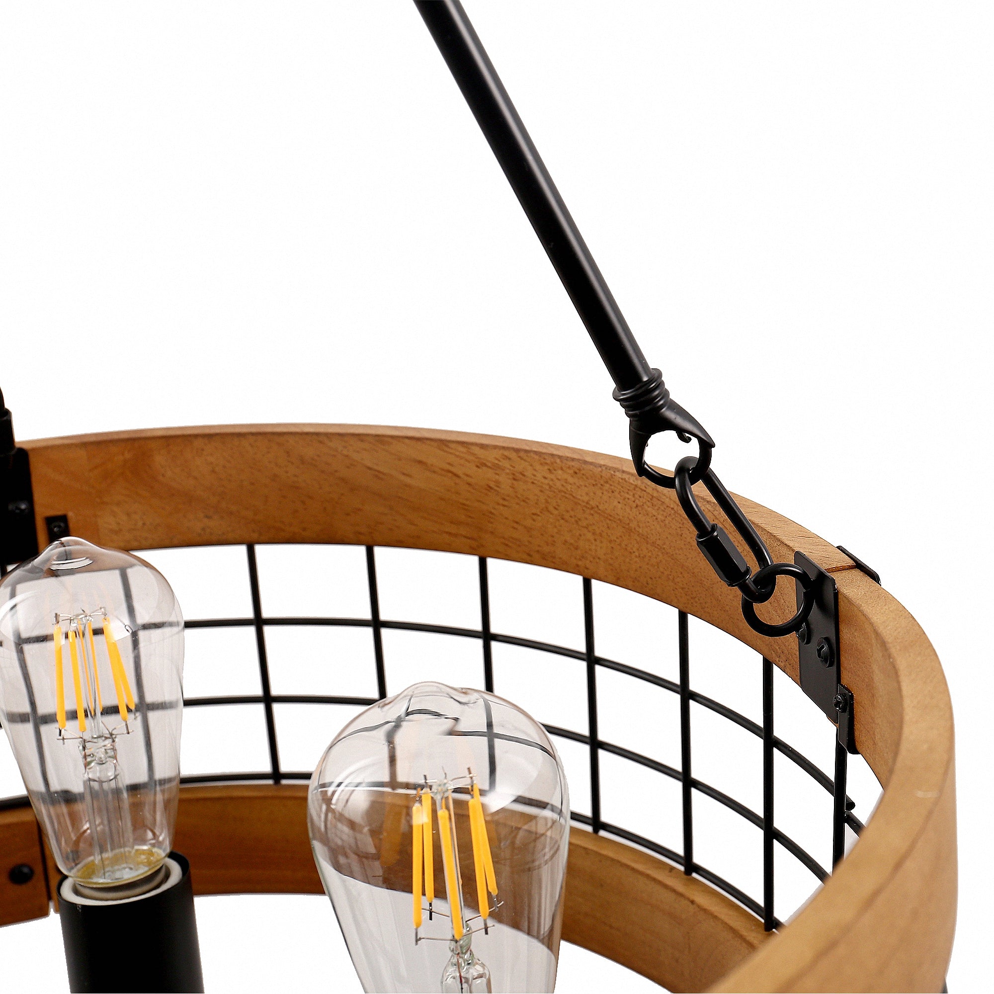 Jandcase 4-Light Matte Black Brown Drum Chandelier Industrial Metal Mesh Pendant Light Fixture E26