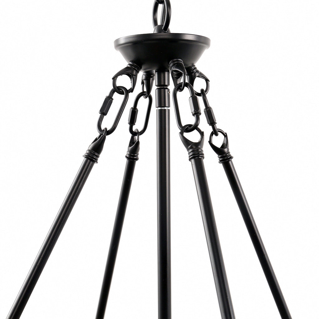 Jandcase 4-Light Matte Black Brown Drum Chandelier Industrial Metal Mesh Pendant Light Fixture E26
