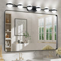 Jandcase 43in. Black 6-Light LED Bathroom Vanity Light with Crystal Sand Acrylic Shades Wall-Mount