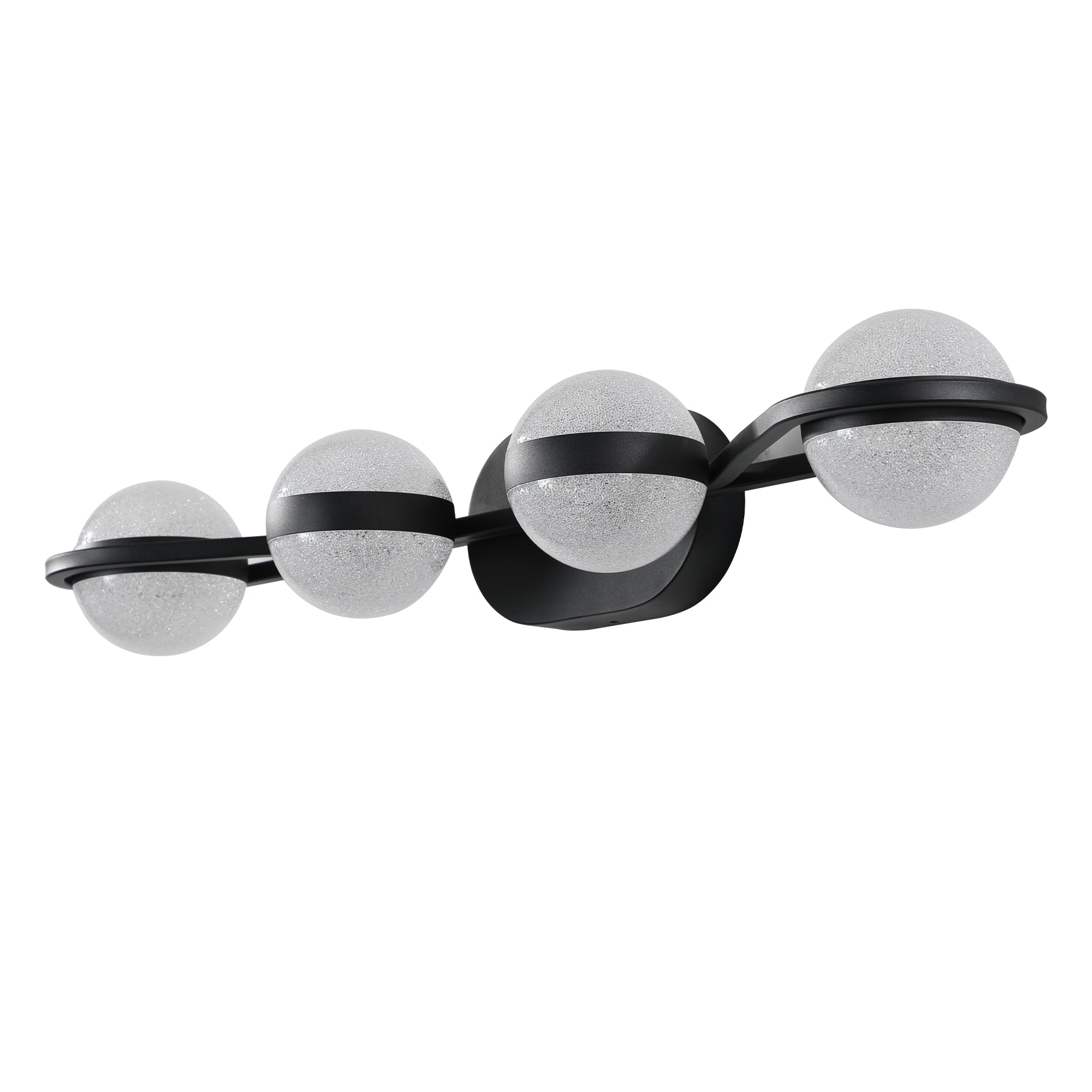 Jandcase 30"Black LED Bathroom Vanity Light with Crystal Sand Acrylic Shades, 4-Ligh Decorative WallLighting Fixturefor Bathroom Vanity Mirror