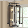 Jandcase Modern 8-Light Black & Chrome Geometric Pendant Chandelier, Industrial Adjustable Hanging Light for Living Room,Dining Room, Kitchen (No Bulbs)