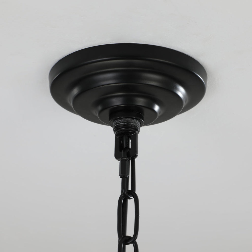 Jandcase Modern 8-Light Black & Chrome Geometric Pendant Chandelier, Industrial Adjustable Hanging Light for Living Room,Dining Room, Kitchen (No Bulbs)