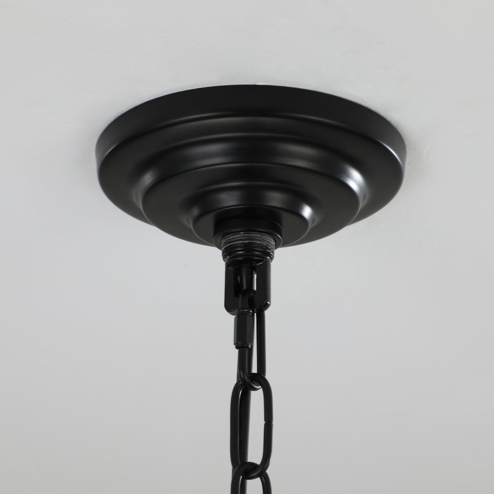 Jandcase Modern 8-Light Black & Chrome Geometric Pendant Chandelier, Industrial Adjustable Hanging Light for Living Room,Dining Room, Kitchen (No Bulbs)