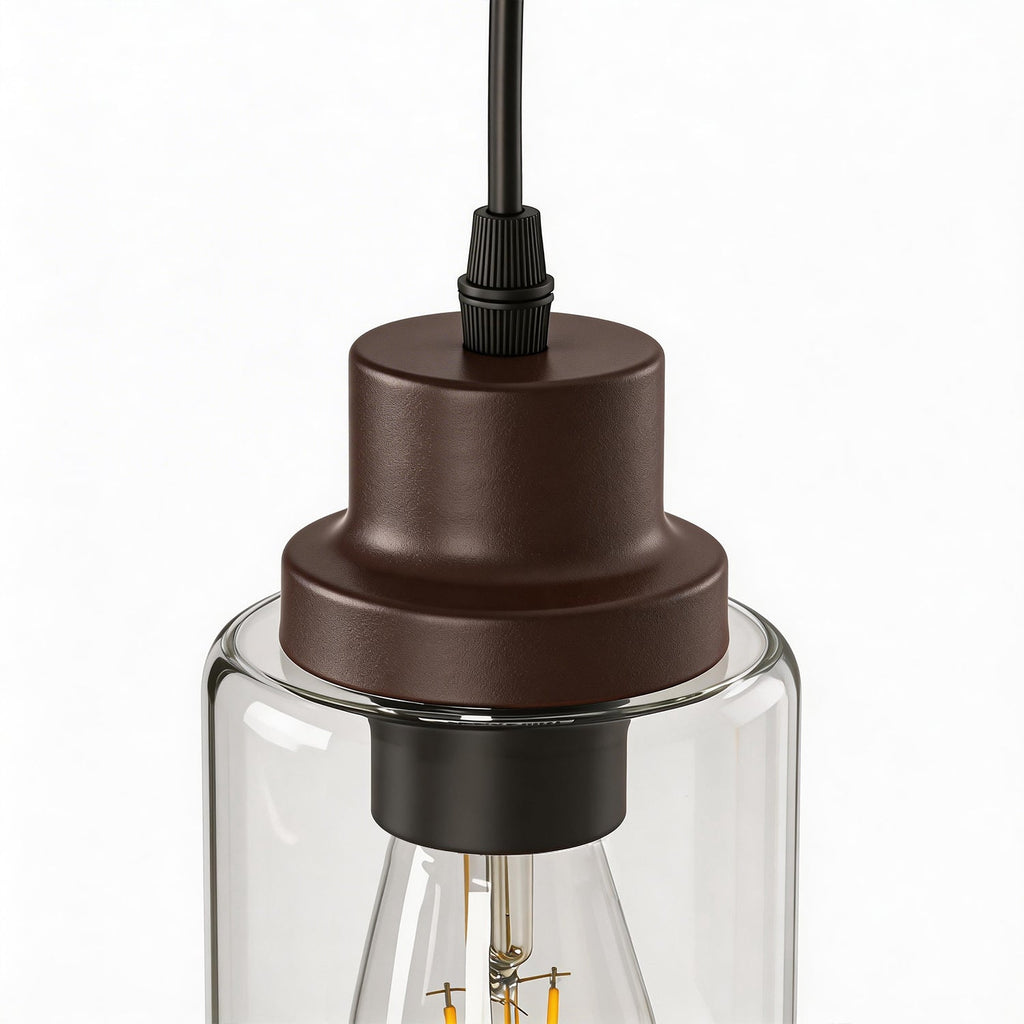 Jandcase 3-Light Oil Rubbed Bronze Kitchen Island Pendant Light with Clear Glass Shade Traditional E26 Ceiling Light Fixture