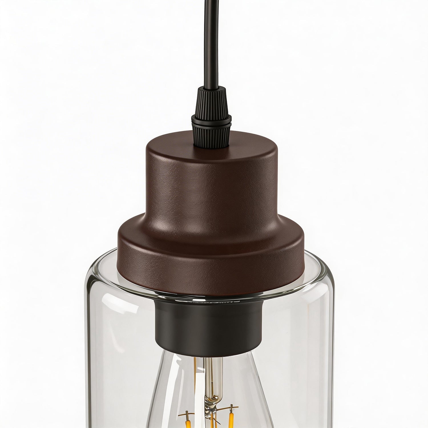 Jandcase 3-Light Oil Rubbed Bronze Kitchen Island Pendant Light with Clear Glass Shade Traditional E26 Ceiling Light Fixture