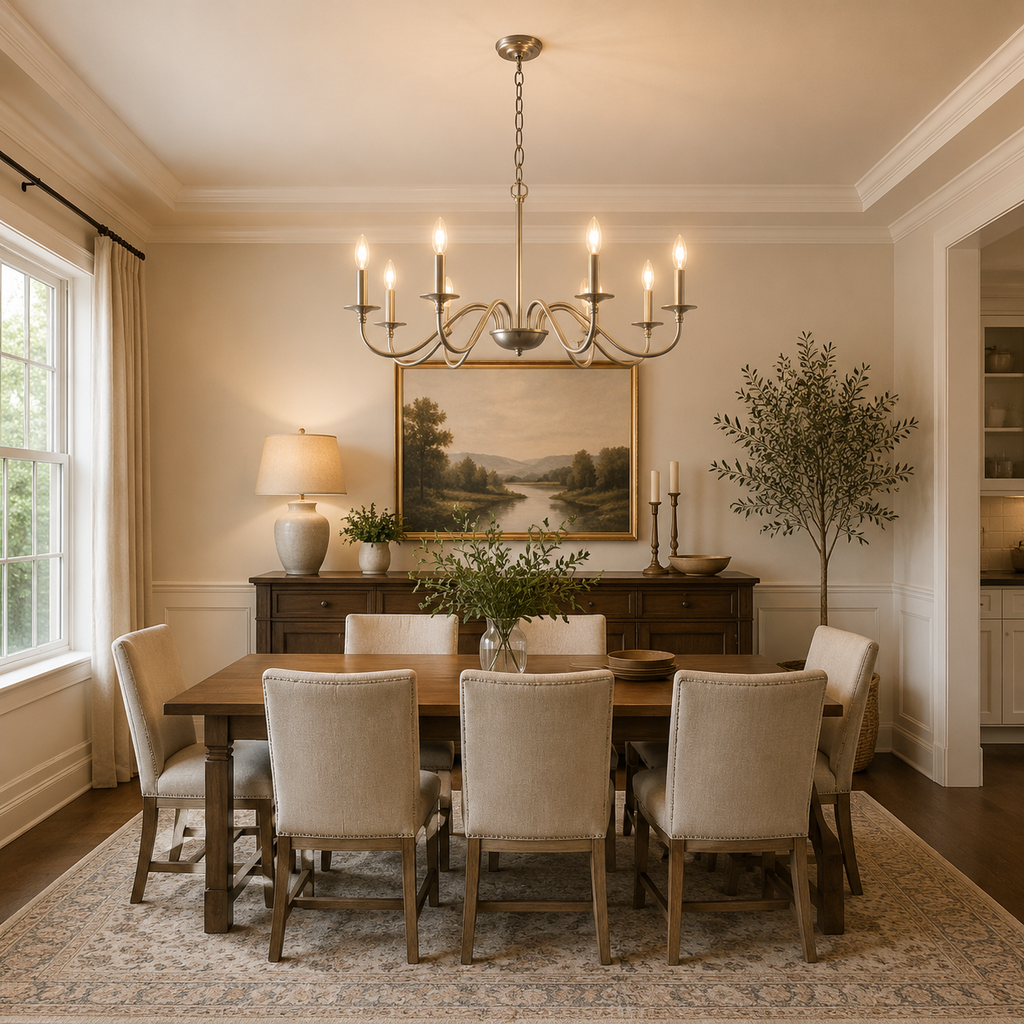Jandcase 6-Light Nickel Branch Chandelier Modern Ceiling Pendant Light Fixture E12