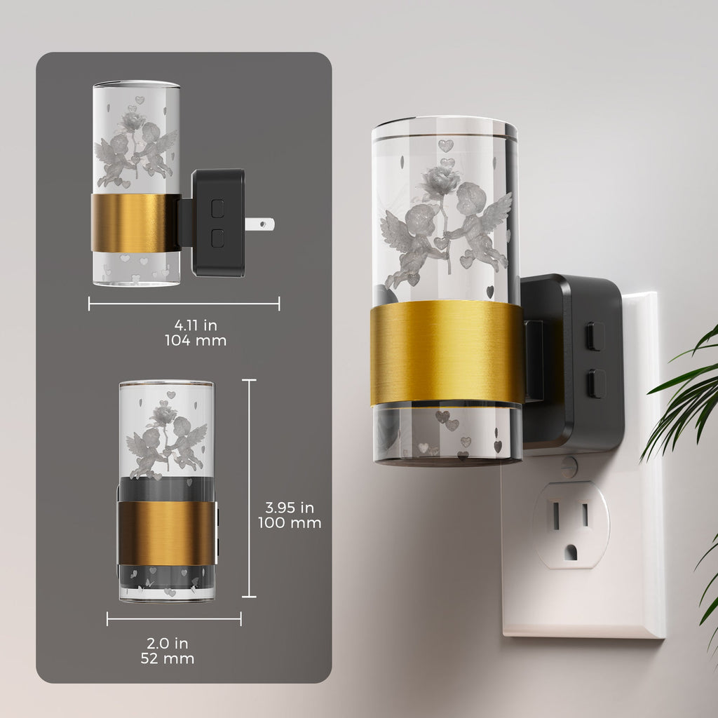 Jandcase 2-Pack Plug-in Photocell Night Light, Warm Glow Dimmable Wall Sconce Style Lighting with Metal & Acrylic Accents