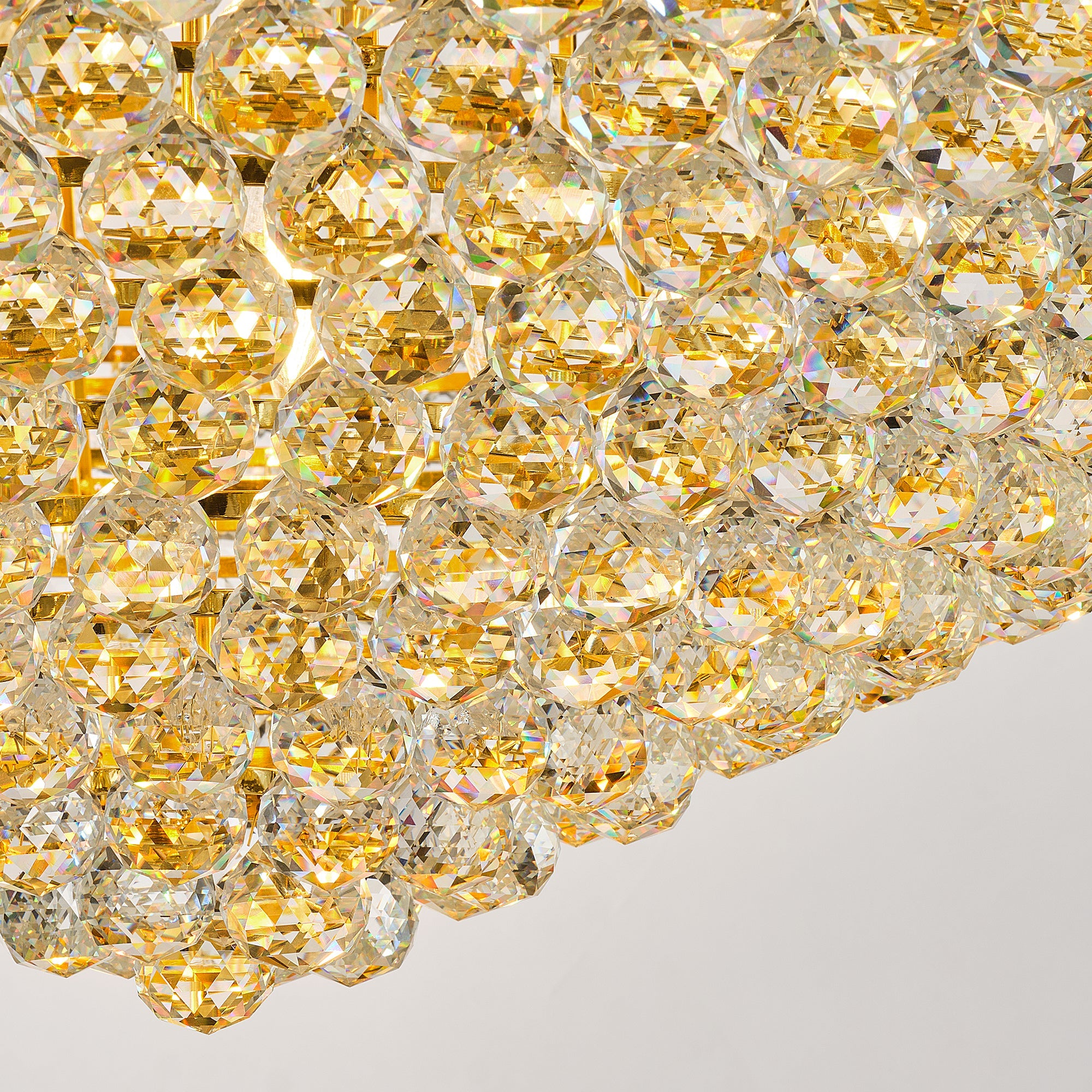 Jandcase 32in.Gold Crystal Chandelier 27-Light French Empire LED Bulbs Included Adjustable Chain 3000K Warm Light for Living Room Dining Room Foyer