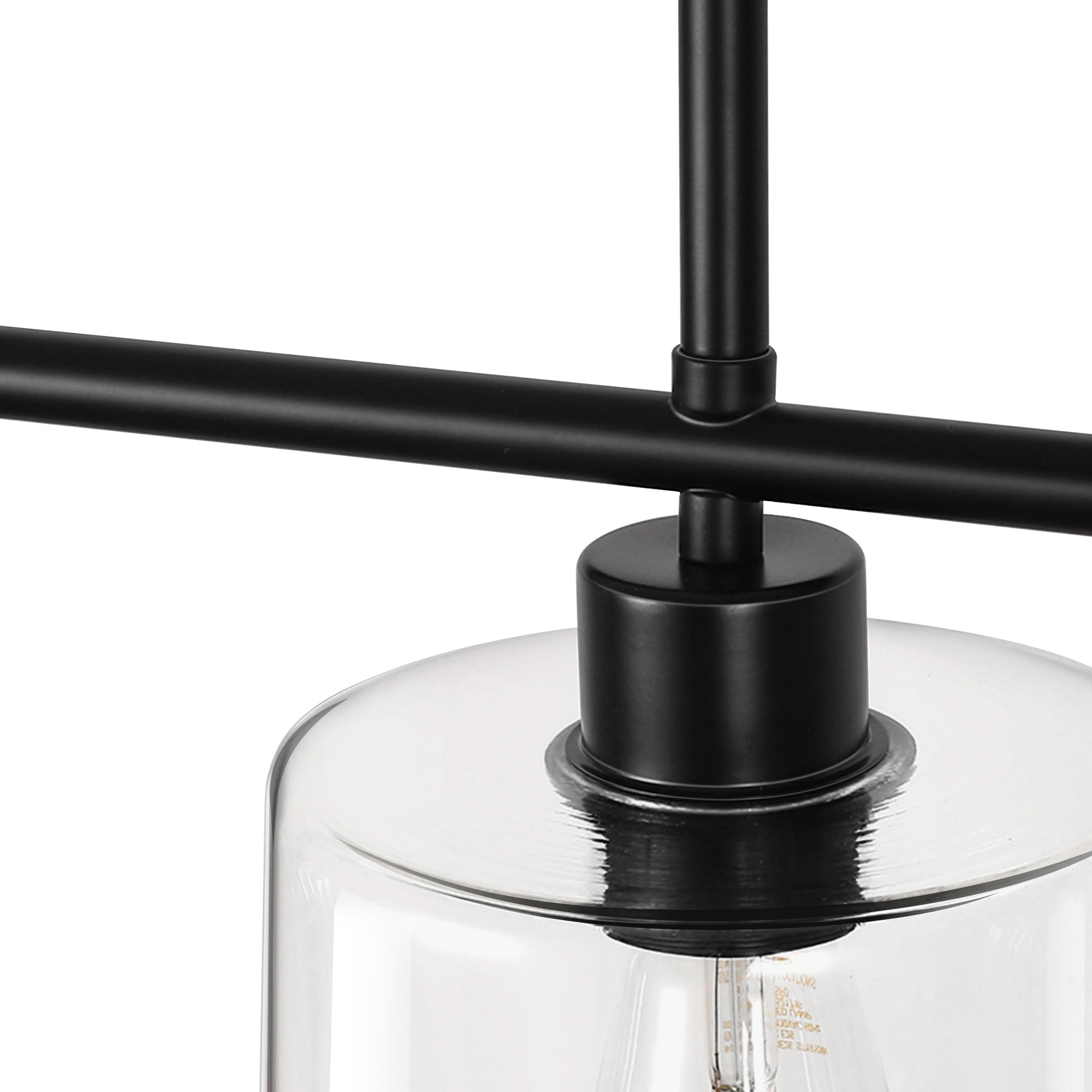 Jandcase Modern 3-Light Kitchen Island Pendant Light, Black Ceiling Fixture with Clear Glass Shades, E26 Hanging Rod Chandelier for Dining Room Kitchen Island