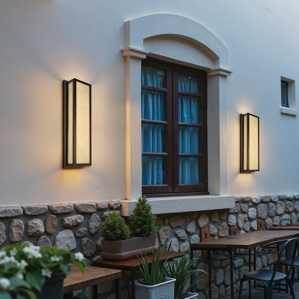 Jandcase 24.8in LED Outdoor Wall Light 30W IP65 Waterproof Marble Resin Sconce 3000K Modern Exterior Fixture