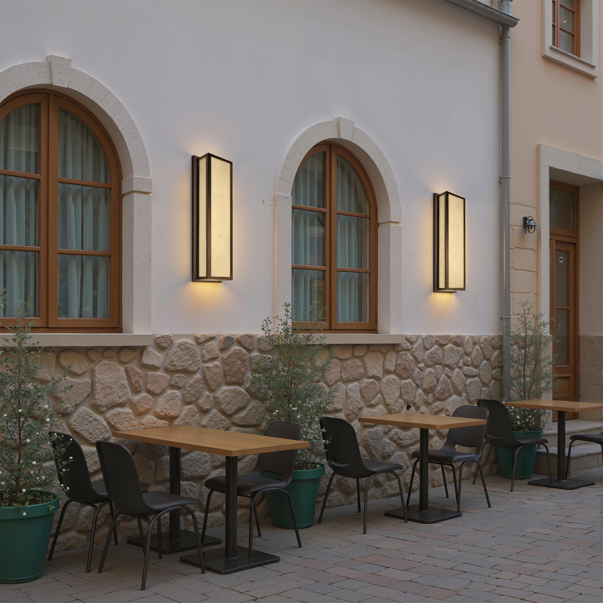 Jandcase 24.8in LED Outdoor Wall Light 30W IP65 Waterproof Marble Resin Sconce 3000K Modern Exterior Fixture