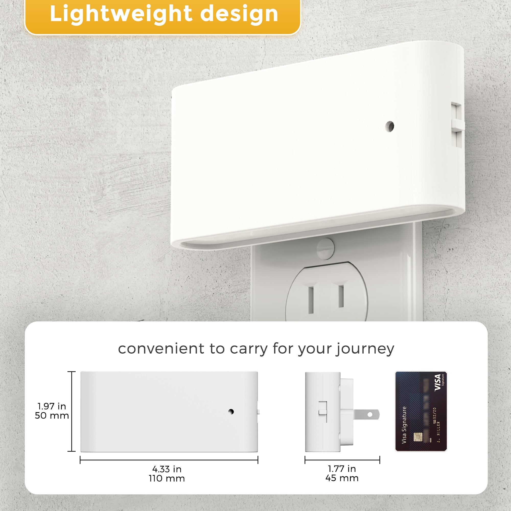 Jandcase 2-Pack 1W Plug-in Wall Night Lights, White Horizontal, Warm White 3000K, Up & Down Lighting, Dimmable