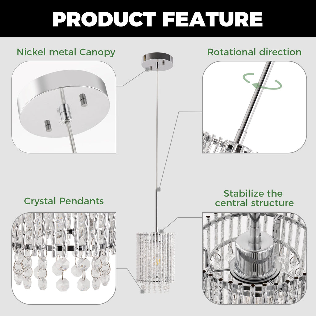 Jandcase Modern 3-Light Pendant Lighting Set, White Chrome Twisted Cylinder Aluminum Ceiling Lights 6.3in, E26 Base Indoor Kitchen Island Hanging Fixture 110-120V
