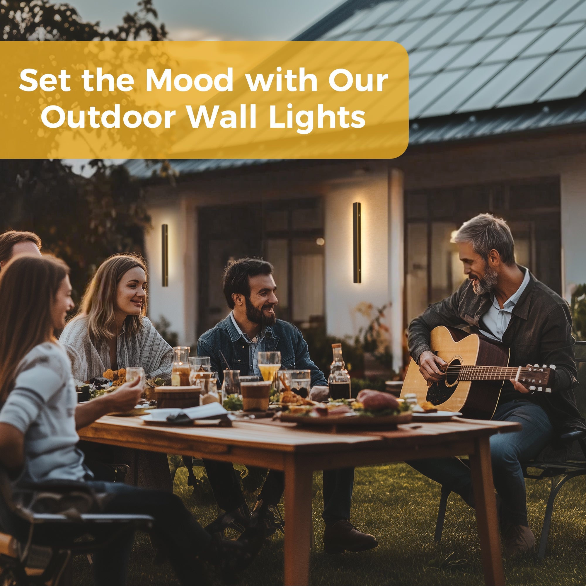 Jandcase 39.4in Outdoor LED Wall Light, Side Emitting Linear Wall Sconce, 30W 3000K Warm Light Black Exterior Fixture for Porch Patio 110V