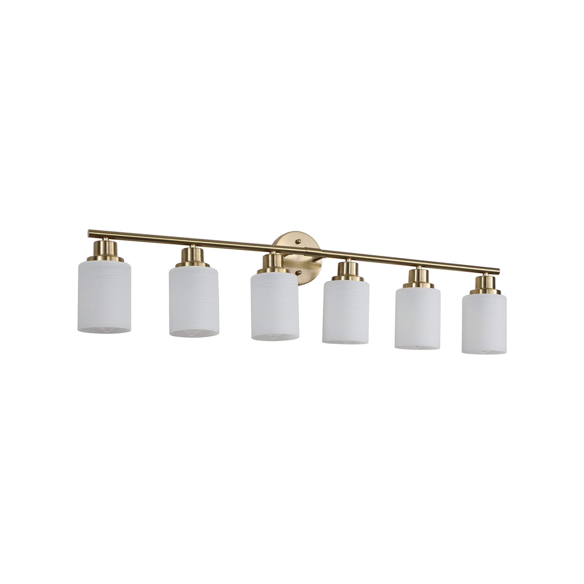 Jandcase Golden Modern Minimalist Bathroom Vanity Light, 6-Light Wall Sconce, Iron & Glass, E26 Base, Hard-Wired (Bulbs Not Included)