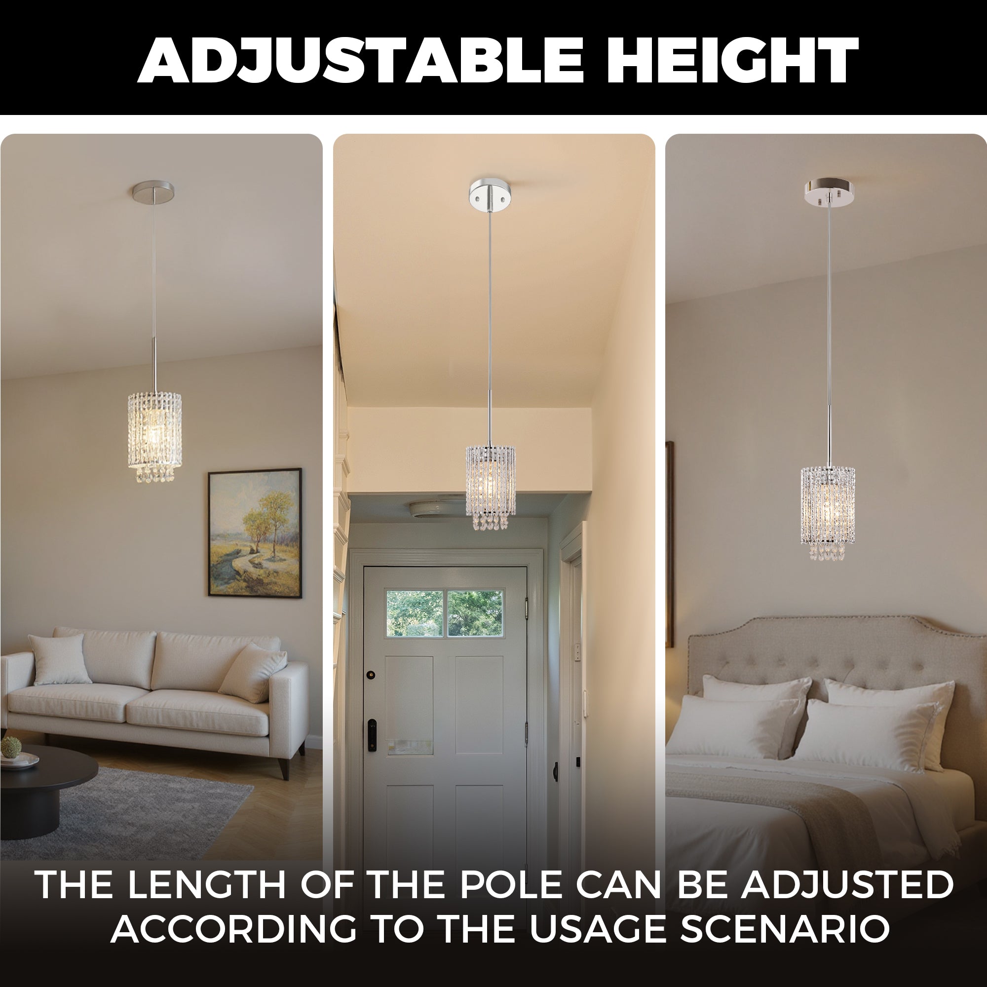 Jandcase Modern 3-Light Pendant Lighting Set, White Chrome Twisted Cylinder Aluminum Ceiling Lights 6.3in, E26 Base Indoor Kitchen Island Hanging Fixture 110-120V