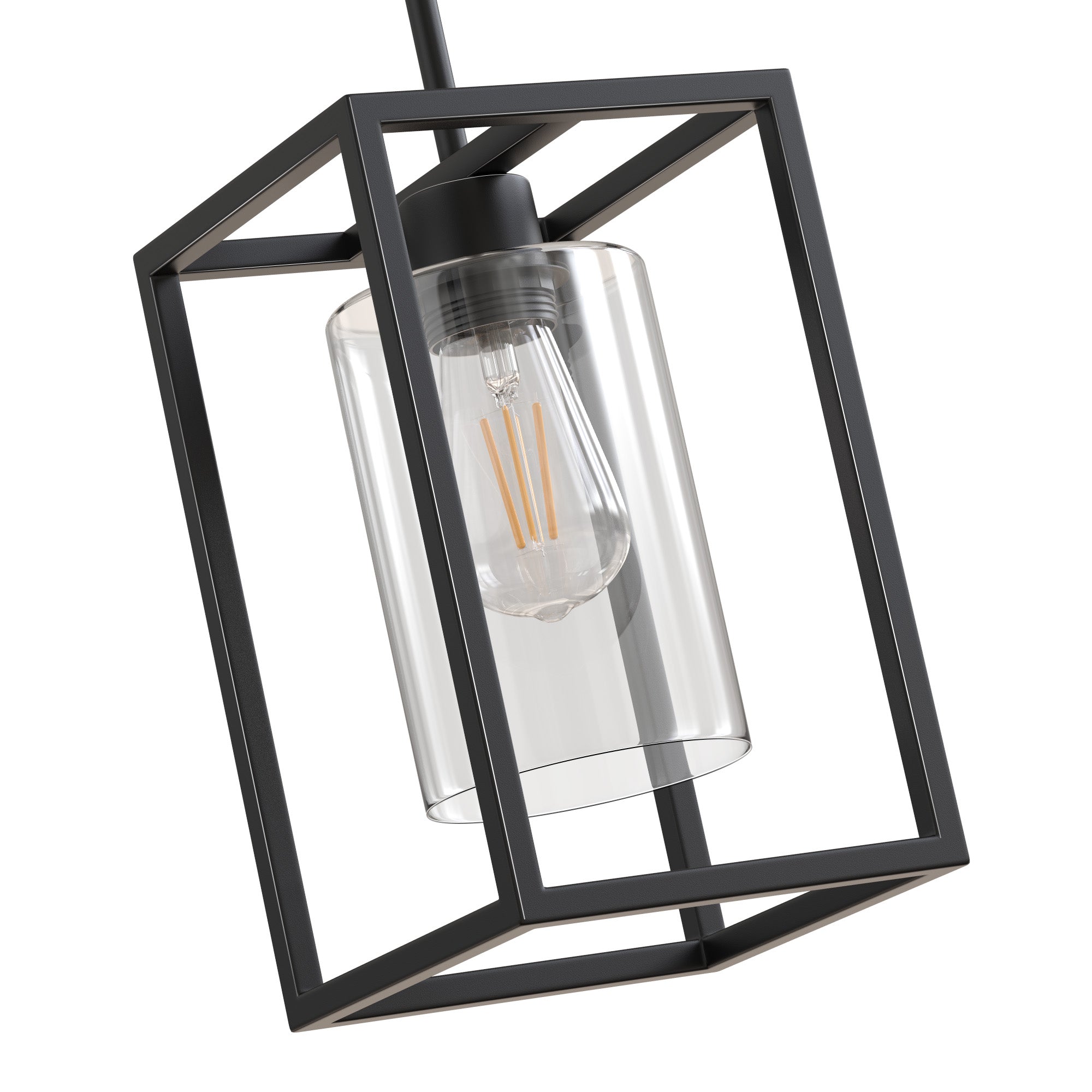 Jandcase 7 in. 1-Light Black Square Chandelier with Clear Glass, Retro Industrial Hanging Light for Kitchen Island (Copy)