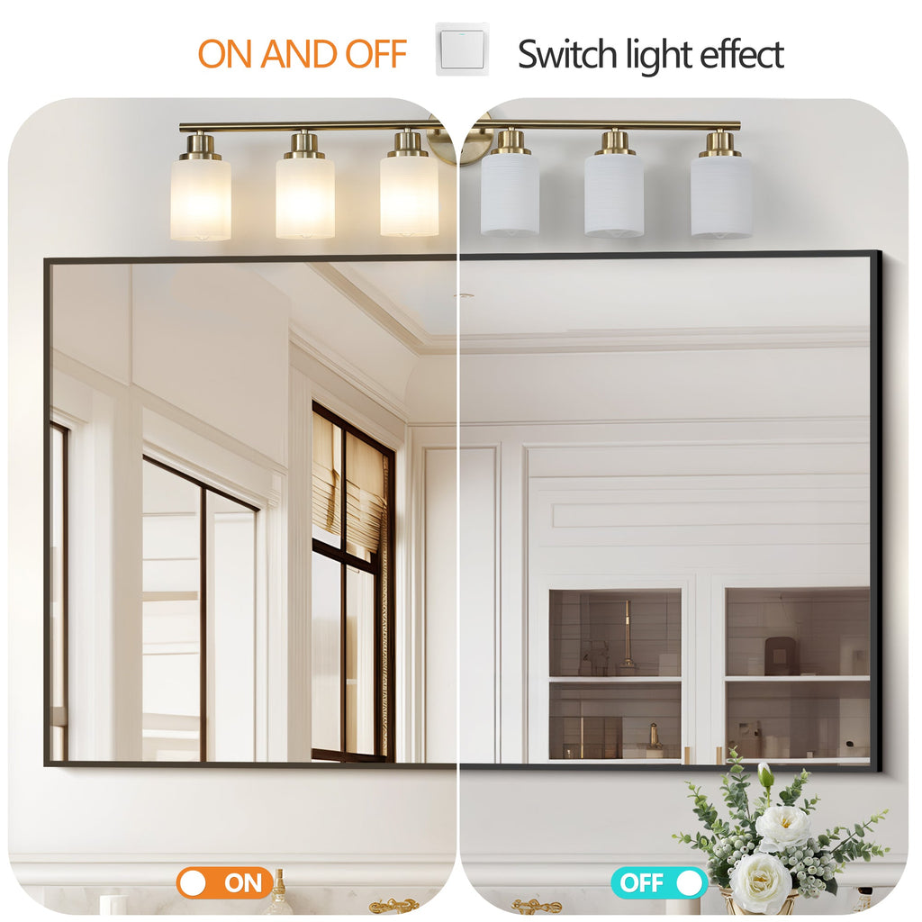 Jandcase Golden Modern Minimalist Bathroom Vanity Light, 6-Light Wall Sconce, Iron & Glass, E26 Base, Hard-Wired (Bulbs Not Included)