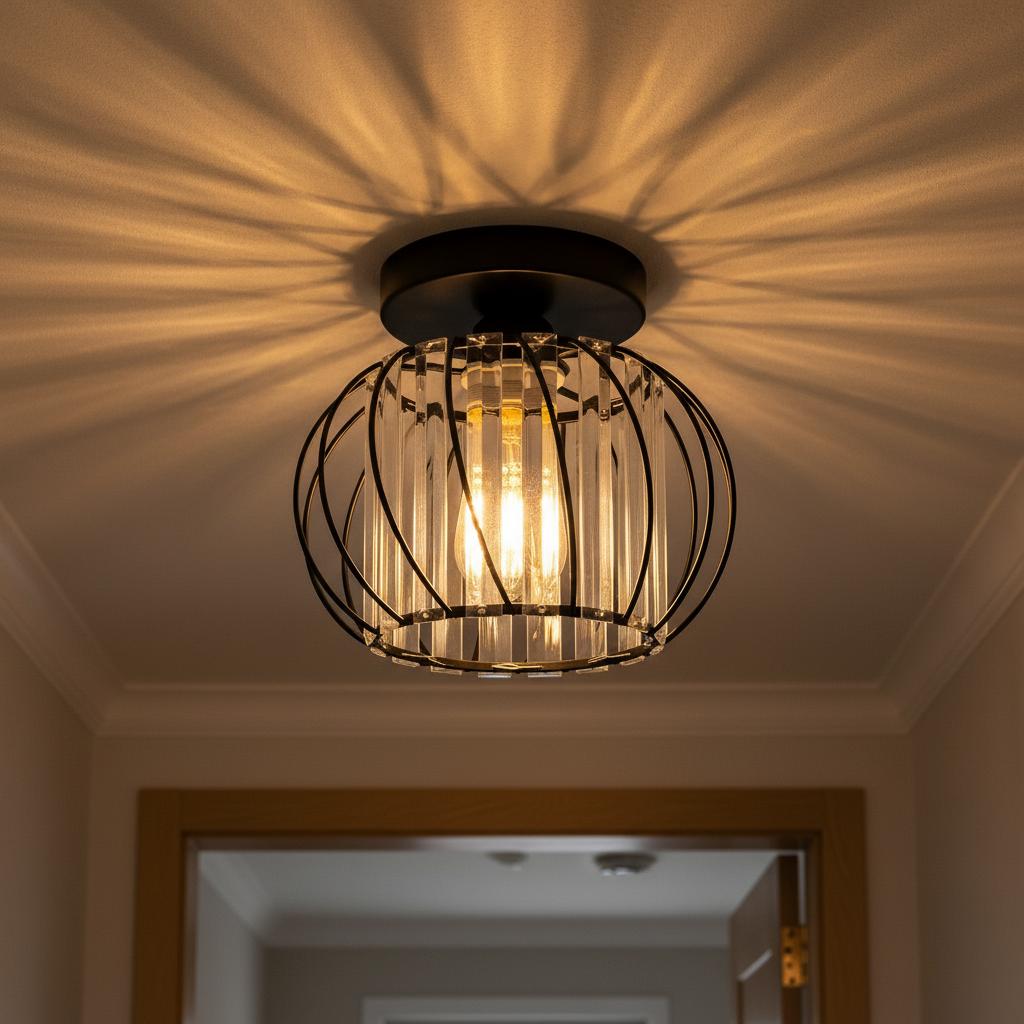 10 in. 1-Light Black Modern Semi Flush Mount Ceiling Light for Foyer, Closet, Entryway, Kitchen