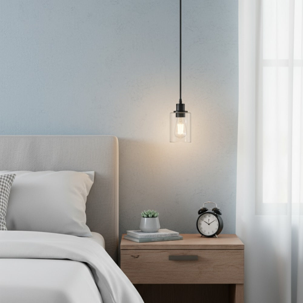 Jandcase Single Pendant Light with Round Glass Shade E26 Bulb Not Included