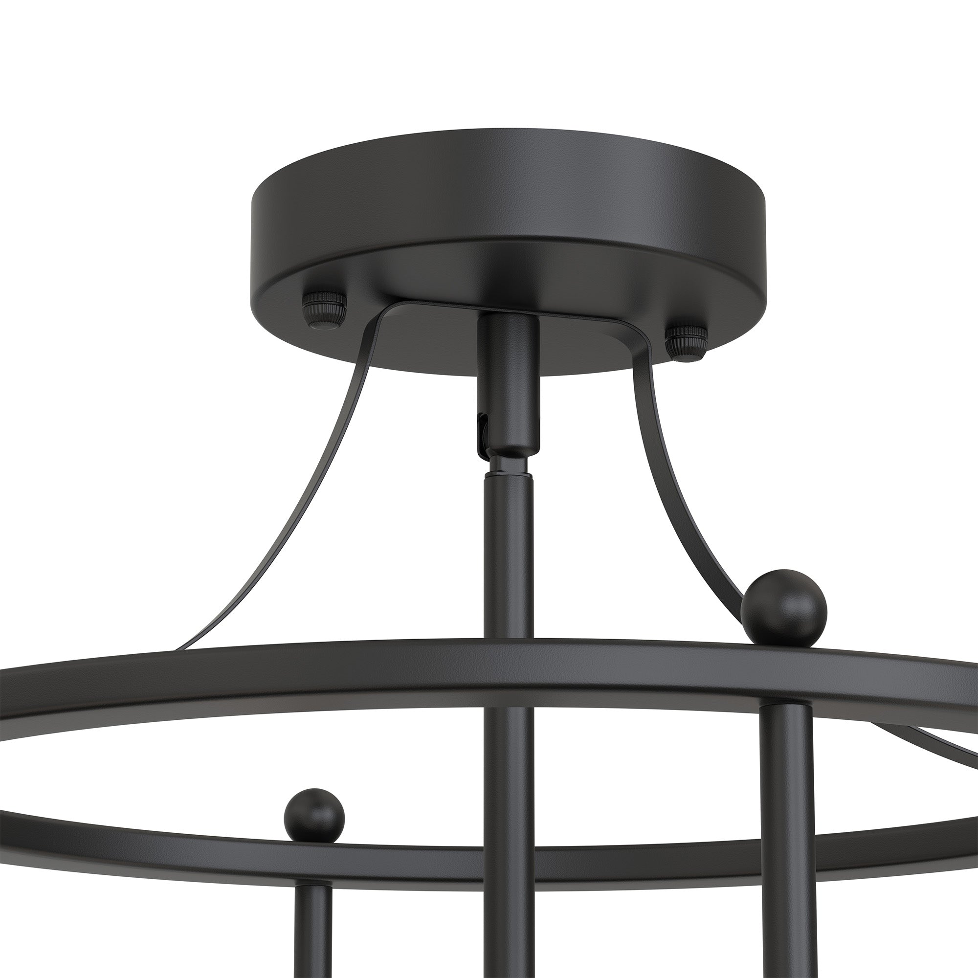 Jandcase 13 in. 3-Light Black Vintage Drum Farmhouse Semi-Flush Mount Ceiling Fixture with No Glass Shade 1-pack