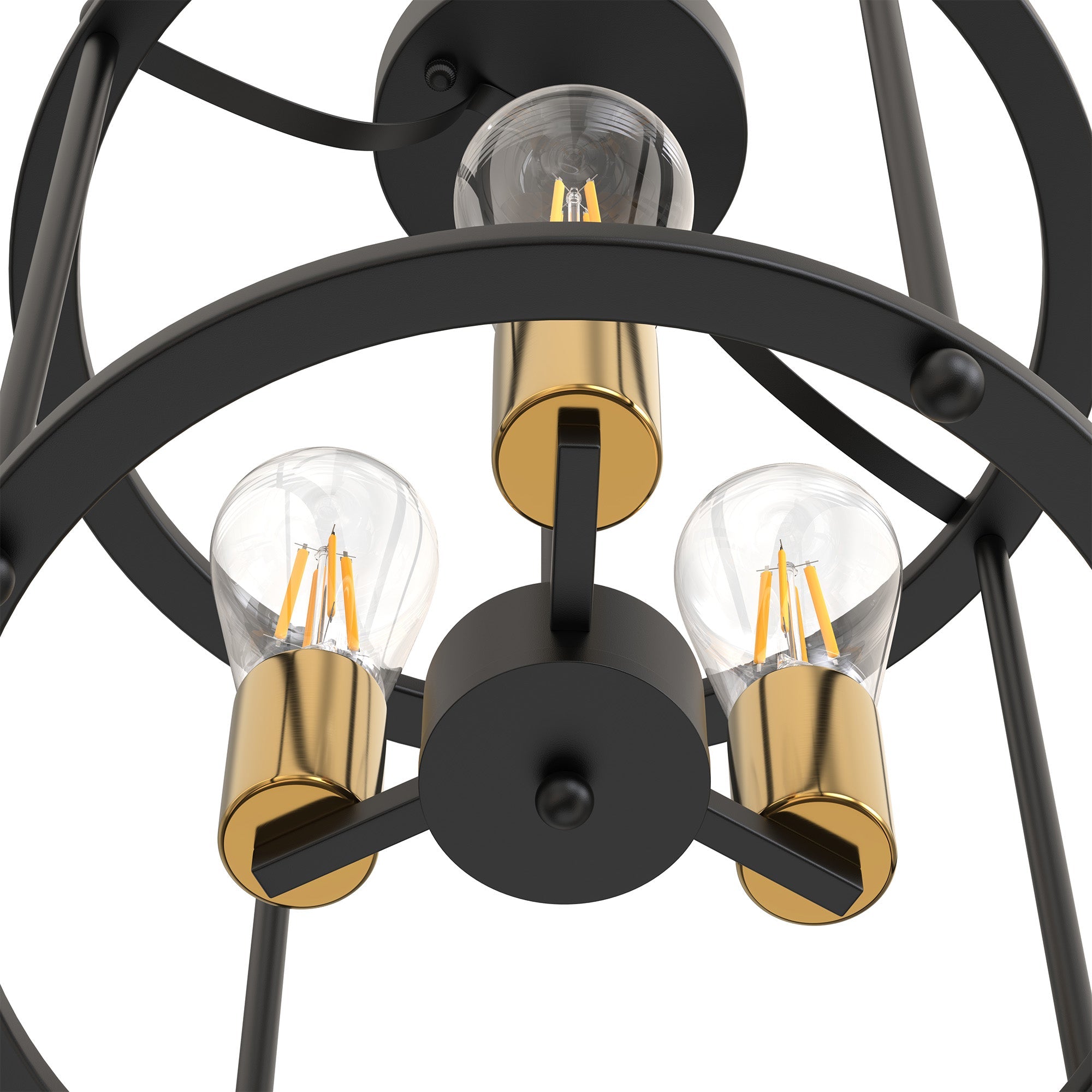 Jandcase 13 in. 3-Light Black Vintage Drum Farmhouse Semi-Flush Mount Ceiling Fixture with No Glass Shade 1-pack
