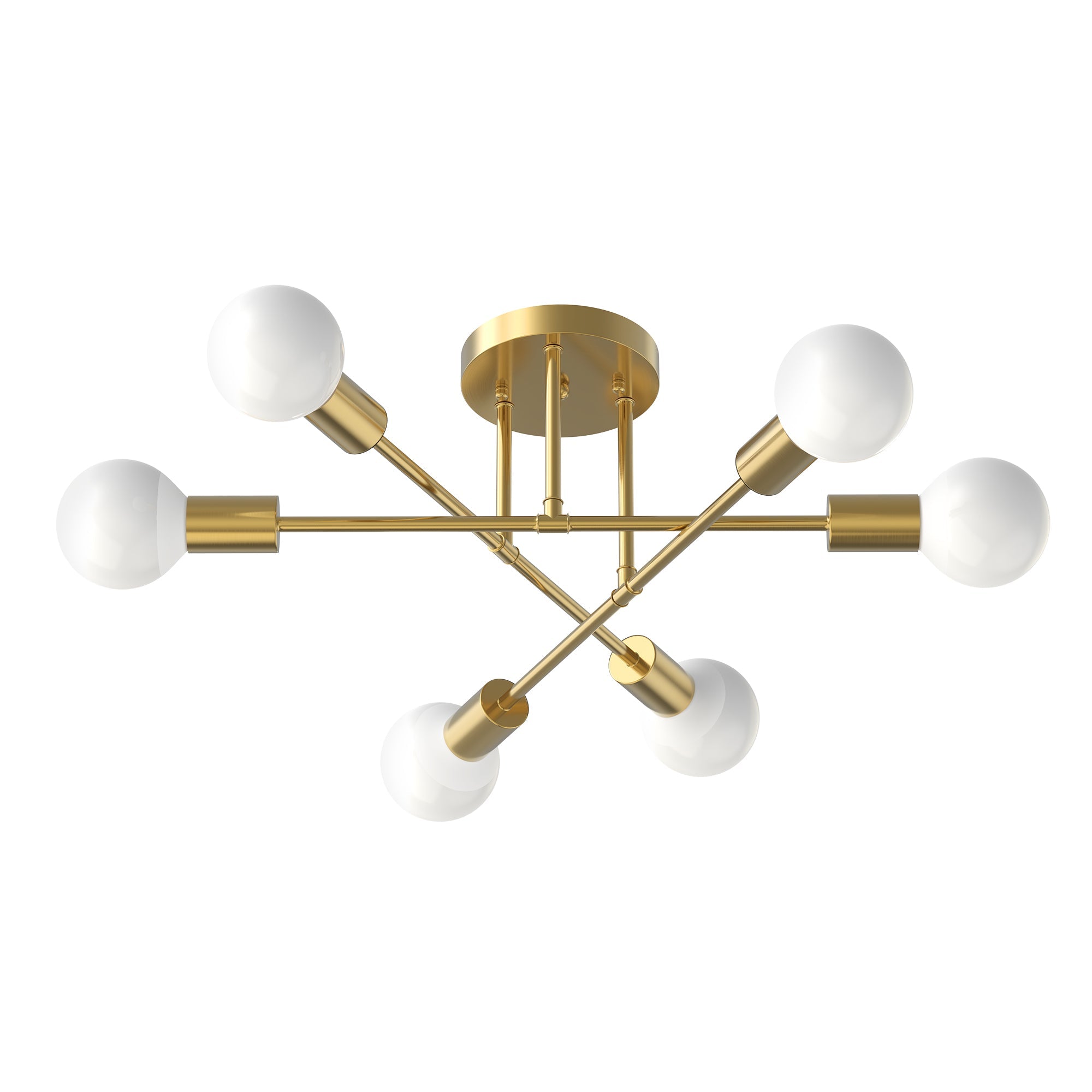 Jandcase 6-Light Semi-Flush Ceiling Light Branch Design Copper Finish E26 Bulb Not Included