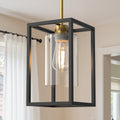 Jandcase 1-Light Modern Pendant Light, Black and Gold Hanging Ceiling Light Fixture E26, Industrial Vintage Single Light for Kitchen Island Dining Room