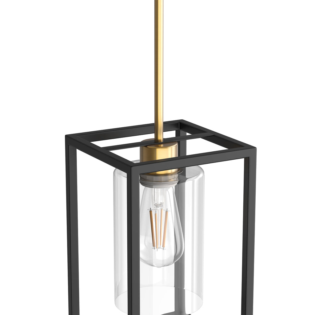 Jandcase 1-Light Modern Pendant Light, Black and Gold Hanging Ceiling Light Fixture E26, Industrial Vintage Single Light for Kitchen Island Dining Room
