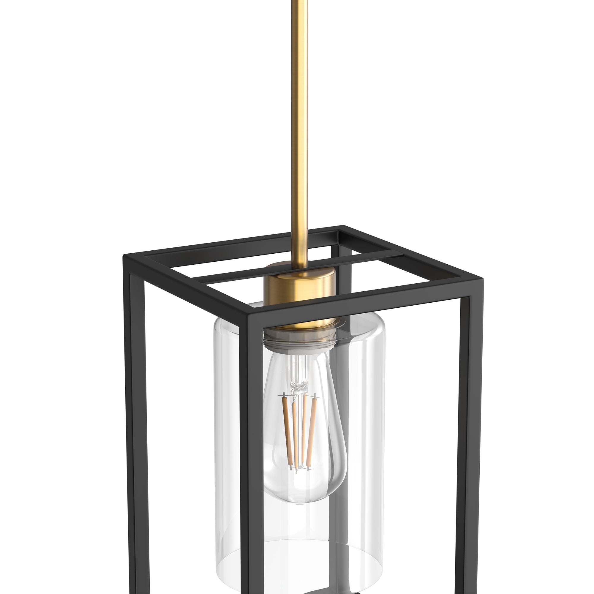 Jandcase 1-Light Modern Pendant Light, Black and Gold Hanging Ceiling Light Fixture E26, Industrial Vintage Single Light for Kitchen Island Dining Room