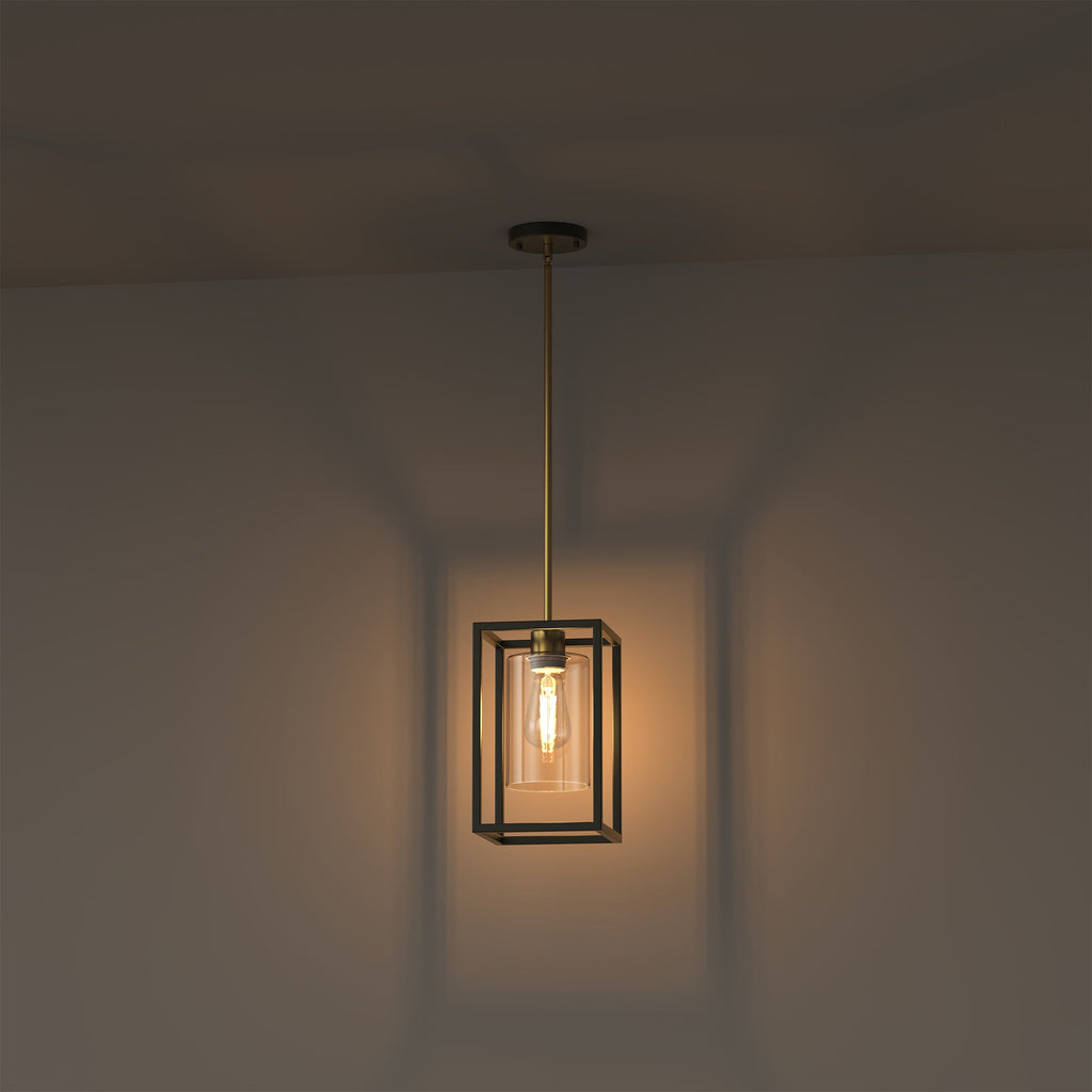 Jandcase 1-Light Modern Pendant Light, Black and Gold Hanging Ceiling Light Fixture E26, Industrial Vintage Single Light for Kitchen Island Dining Room